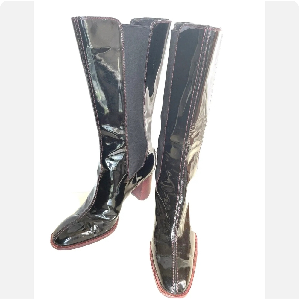 Tods black patent leather size 9/39 women's boots
